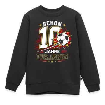 10 Jahre Torjäger Fußball Geburtstag Geschenk - Kinder Premium Organic Sweatshirt - Schwarz - Vorne - AI Model Kid Female (0cm)