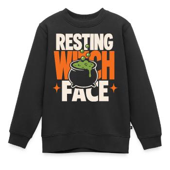 Resting Witch Face Hexenkessel - Kinder Premium Organic Sweatshirt - Schwarz - Vorne - AI Model Kid Female (0cm)