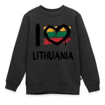 J’aime Lituanie / J’aime Lituanie Pays Pays - Sweat Premium enfant bio - noir - Devant - AI Model Kid Female (0cm)
