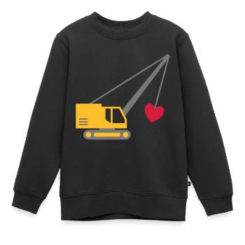 ★ Les couleurs de conception peuvent être modifiées ★ Dragline avec un cœur - Sweat Premium enfant bio - noir - Devant - AI Model Kid Female (0cm)