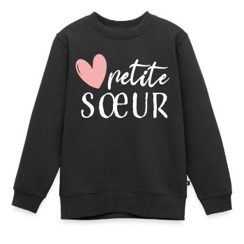 Petite soeur soeurs filles français - Sweat Premium enfant bio - noir - Devant - AI Model Kid Female (0cm)