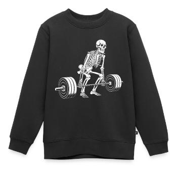 Skelett, Deadlift, Kraftsport, Training - Kinder Premium Organic Sweatshirt - Schwarz - Vorne - AI Model Kid Female (0cm)