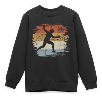 Retro - Vintage - Silhouette Fechten - Kinder Premium Organic Sweatshirt - Schwarz - Vorne - AI Model Kid Female (0cm)