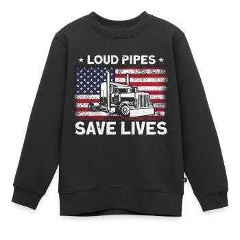 Trucker Fernfahrer Sattelzug Geschenk - Kinder Premium Organic Sweatshirt - Schwarz - Vorne - AI Model Kid Female (0cm)