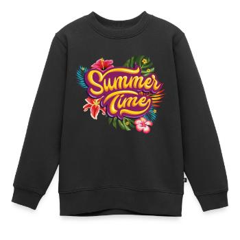 Sommer Zeit - Kinder Premium Organic Sweatshirt - Schwarz - Vorne - AI Model Kid Female (0cm)