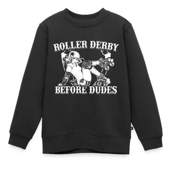 Roller Derby - Sweat Premium enfant bio - noir - Devant - AI Model Kid Female (0cm)