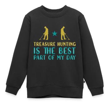 Chasseur de trésors Chasse au trésor Détecteur de métaux - Sweat Premium enfant bio - noir - Devant - AI Model Kid Female (0cm)