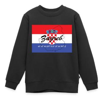 Zagreb - Hauptstadt mit GPS & Flagge - Kinder Premium Organic Sweatshirt - Schwarz - Vorne - AI Model Kid Female (0cm)