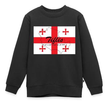 Tiflis - Hauptstadt mit GPS & Flagge - Kinder Premium Organic Sweatshirt - Schwarz - Vorne - AI Model Kid Female (0cm)