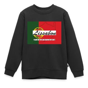Lissabon - Hauptstadt mit GPS & Flagge - Kinder Premium Organic Sweatshirt - Schwarz - Vorne - AI Model Kid Female (0cm)