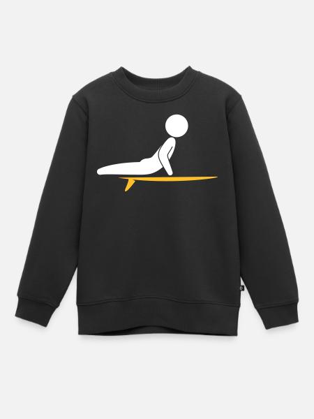 Un surfeur avec sa planche de surf - Sweat Premium enfant bio - noir