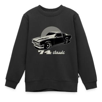 74 classic muscle car voiture - Sweat Premium enfant bio - noir - Devant - AI Model Kid Female (0cm)