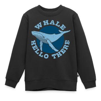 Whale Hello There - Whale - Humpback Whale - Marine Mammal - Kids Premium Organic Sweatshirt - black - Front - AI Model Kid Female (0cm)
