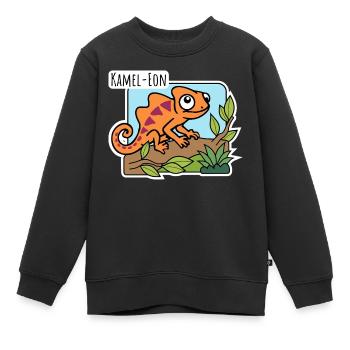 Ist ein Kamel-Eon ein Kamel oder ein Chameleon? - Kinder Premium Organic Sweatshirt - Schwarz - Vorne - AI Model Kid Female (0cm)