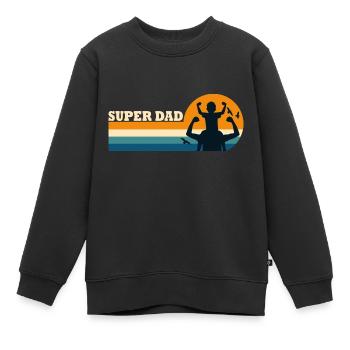 Super Papa Superpapa - Kinder Premium Organic Sweatshirt - Schwarz - Vorne - AI Model Kid Female (0cm)