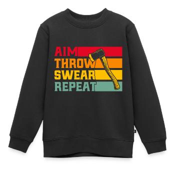 Professionelles Axtwerfen Wettbewerbe im Axtwerfen - Kinder Premium Organic Sweatshirt - Schwarz - Vorne - AI Model Kid Female (0cm)