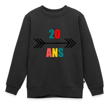 20 ANS,20e ANNIVERSAIRE,ANNIVERSAIRE 20 ANS,20 - Sweat Premium enfant bio - noir - Devant - AI Model Kid Female (0cm)