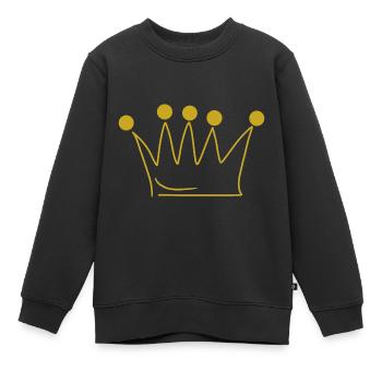 Emoji Krone Kronen Skizze gold - Kinder Premium Organic Sweatshirt - Schwarz - Vorne - AI Model Kid Female (0cm)