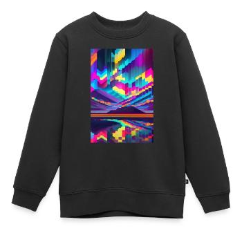 Psychedelischer Glitch von Pixeln - Kinder Premium Organic Sweatshirt - Schwarz - Vorne - AI Model Kid Female (0cm)