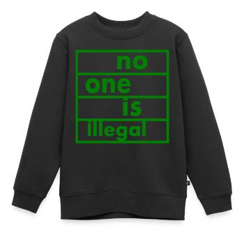 No one is illegal - Sweat Premium enfant bio - noir - Devant - AI Model Kid Female (0cm)