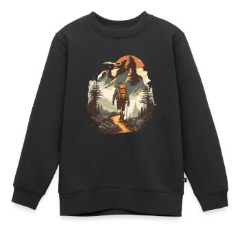 Wanderfreude Lust am Wandern - Kinder Premium Organic Sweatshirt - Schwarz - Vorne - AI Model Kid Female (0cm)