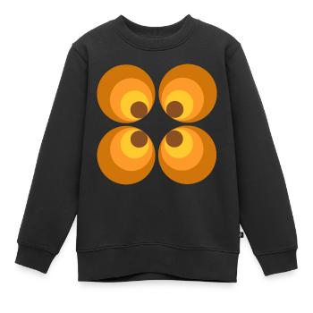 70er Jahre Blume Muster - Kinder Premium Organic Sweatshirt - Schwarz - Vorne - AI Model Kid Female (0cm)