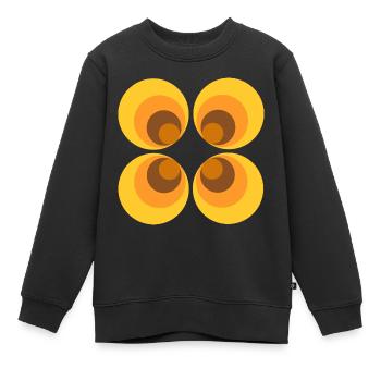 70er Jahre Blume Muster gelb - Kinder Premium Organic Sweatshirt - Schwarz - Vorne - AI Model Kid Female (0cm)