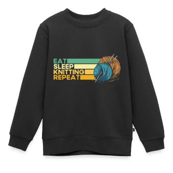 Stricken Stricken Stricken Liebhaber Geschenk - Kinder Premium Organic Sweatshirt - Schwarz - Vorne - AI Model Kid Female (0cm)