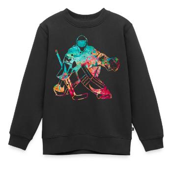 Cooler Eishockey Torwart - Kinder Premium Organic Sweatshirt - Schwarz - Vorne - AI Model Kid Female (0cm)