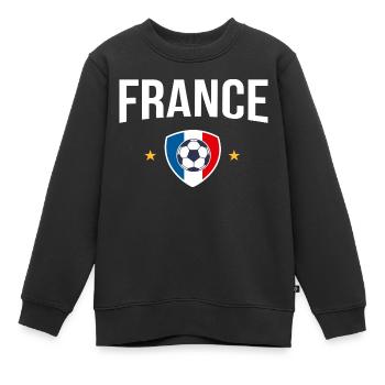 équipe de france football suppourter championnat - Sweat Premium enfant bio - noir - Devant - AI Model Kid Female (0cm)