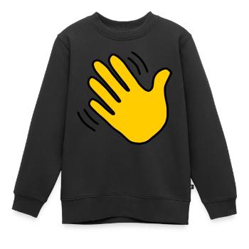 Emoji Hand winken Skizze Farbe - Kinder Premium Organic Sweatshirt - Schwarz - Vorne - AI Model Kid Female (0cm)