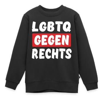 LGBTQ Gegen Rechts - Rechts Nein Danke - Kinder Premium Organic Sweatshirt - Schwarz - Vorne - AI Model Kid Female (0cm)