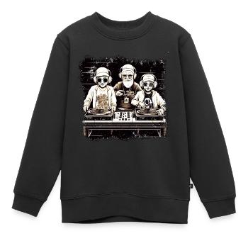 Cool vieux DJs avec des lunettes de soleil et des écouteurs - Sweat Premium enfant bio - noir - Devant - AI Model Kid Female (0cm)