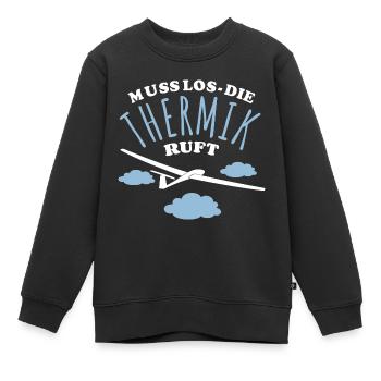 Muss los die Thermik ruft - Segelflugzeug - Kinder Premium Organic Sweatshirt - Schwarz - Vorne - AI Model Kid Female (0cm)