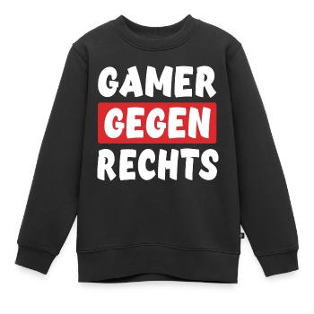 Gamer Gegen Rechts - Rechts Nein Danke - Kinder Premium Organic Sweatshirt - Schwarz - Vorne - AI Model Kid Female (0cm)
