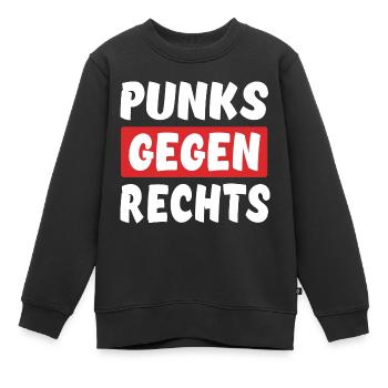 Punks Gegen Rechts - Rechts Nein Danke - Kinder Premium Organic Sweatshirt - Schwarz - Vorne - AI Model Kid Female (0cm)