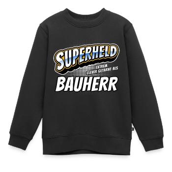 Superheld, clever getarnt als Bauherr - Kinder Premium Organic Sweatshirt - Schwarz - Vorne - AI Model Kid Female (0cm)