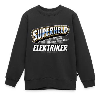 Superheld, clever getarnt als Elektriker - Kinder Premium Organic Sweatshirt - Schwarz - Vorne - AI Model Kid Female (0cm)