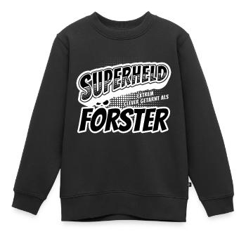 Superheld, clever getarnt als Förster - Kinder Premium Organic Sweatshirt - Schwarz - Vorne - AI Model Kid Female (0cm)