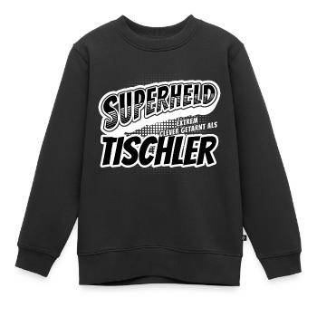 Superheld, clever getarnt als Tischler - Kinder Premium Organic Sweatshirt - Schwarz - Vorne - AI Model Kid Female (0cm)