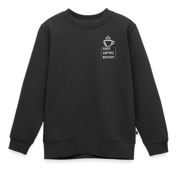 Code Coffee Repeat – Developer IT Design - Kinder Premium Organic Sweatshirt - Schwarz - Vorne - AI Model Kid Female (0cm)