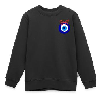 Nazar Boncuk mit Schleife - Brust - Kinder Premium Organic Sweatshirt - Schwarz - Vorne - AI Model Kid Female (0cm)