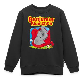 Benjamin Blümchen liegt auf der Wiese - Kinder Premium Organic Sweatshirt - Schwarz - Vorne - AI Model Kid Female (0cm)
