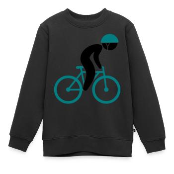 Ein Rennradfahrer auf seinem Rennrad - Kinder Premium Organic Sweatshirt - Schwarz - Vorne - AI Model Kid Female (0cm)