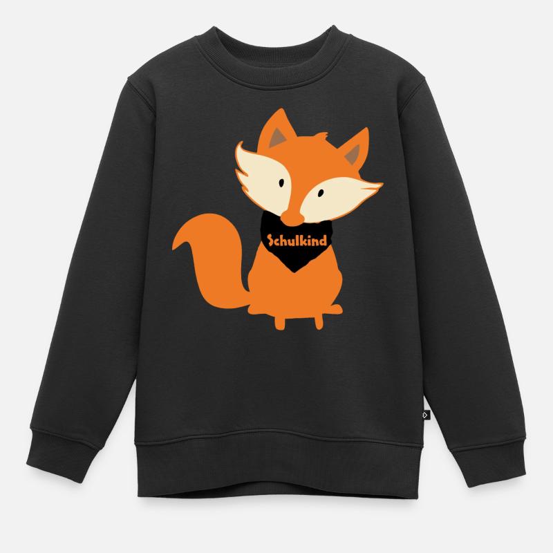 Fuchs Schulkind Kind Einschulung - Kinder Premium Organic Sweatshirt - Schwarz