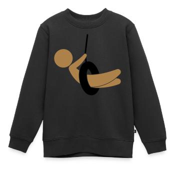 Kind sitzt auf einer Schaukel - Kinder Premium Organic Sweatshirt - Schwarz - Vorne - AI Model Kid Female (0cm)