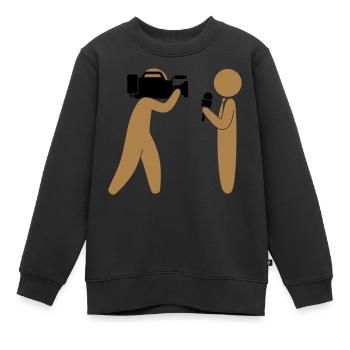 Reporter spricht vor Kamera - Kinder Premium Organic Sweatshirt - Schwarz - Vorne - AI Model Kid Female (0cm)