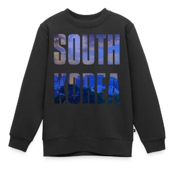 Corée du Sud - Sweat Premium enfant bio - noir - Devant - AI Model Kid Female (0cm)