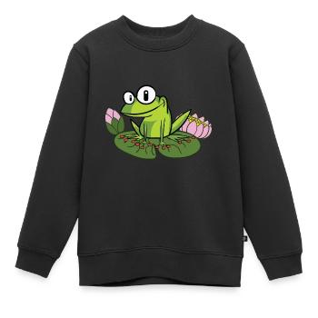 Verrückter Frosch - Kinder Premium Organic Sweatshirt - Schwarz - Vorne - AI Model Kid Female (0cm)