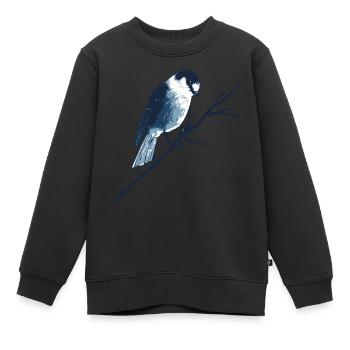 Moineau sur branche - Sweat Premium enfant bio - noir - Devant - AI Model Kid Female (0cm)